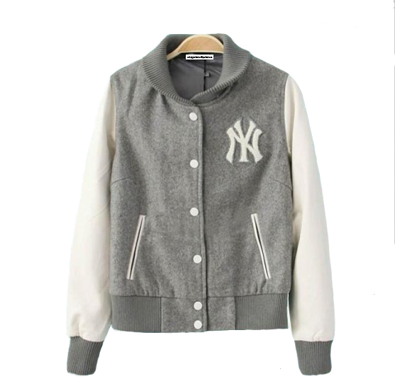 Grey white baseball jacket